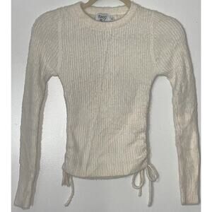 Princess Polly Cropped Jessica Sweater Cream Stretch Plush Cinch Womens S/M